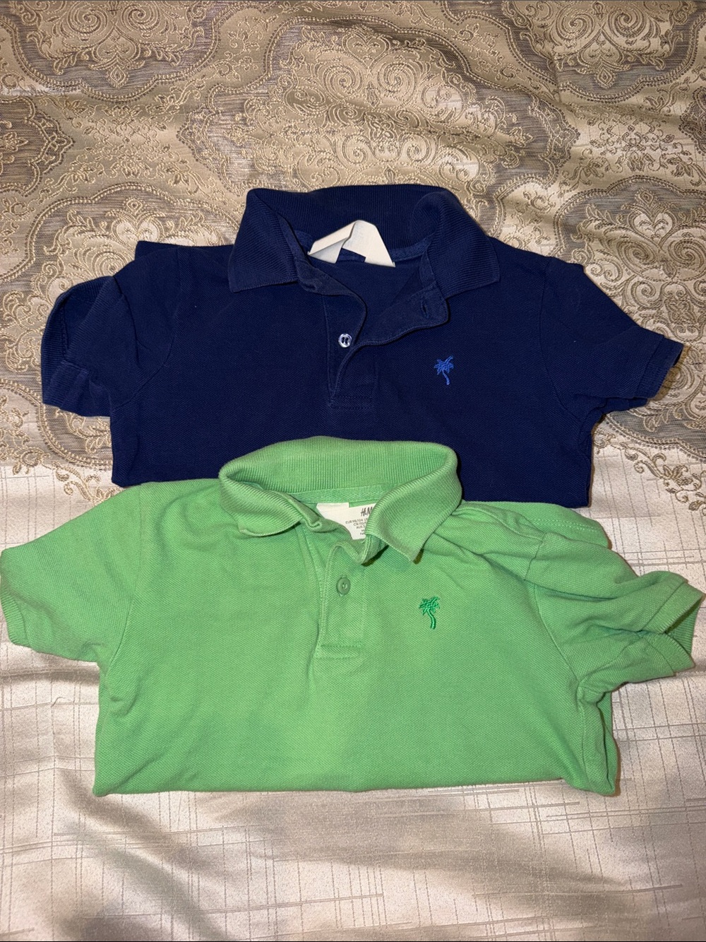 H&M Kids Polo Shirts in Navy Blue and Bright Green - Twin Pack